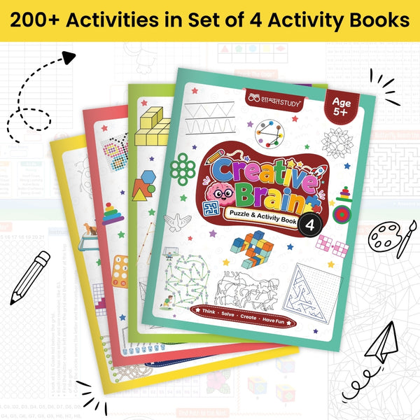 Creative Brain Puzzle & Activity Book – 4 Books Combo (Age 5+)